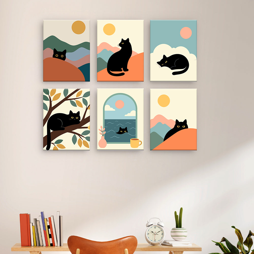 Chats noirs et paysages