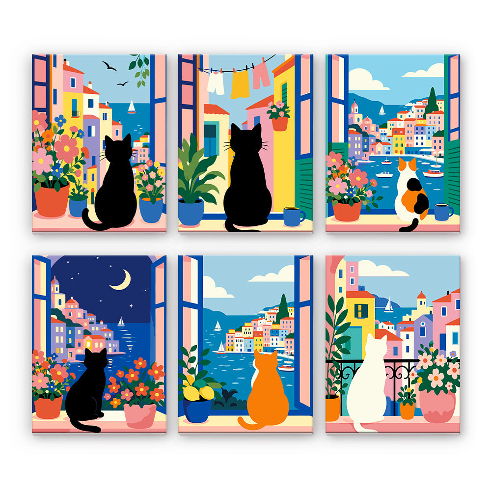 Chats aux fenêtres méditerranéennes