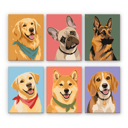 Portraits de chiens colorés
