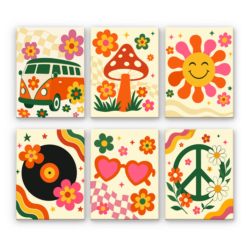 Icônes hippies rétro