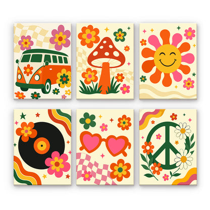 Icônes hippies rétro