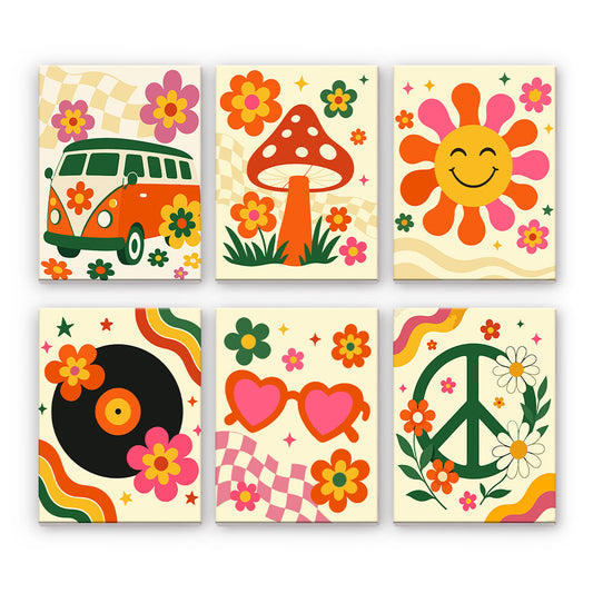 Icônes hippies rétro