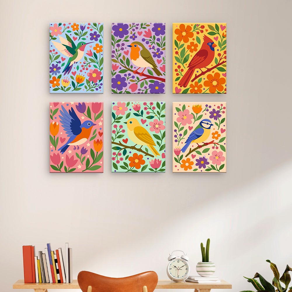 Illustrations d’oiseaux floraux