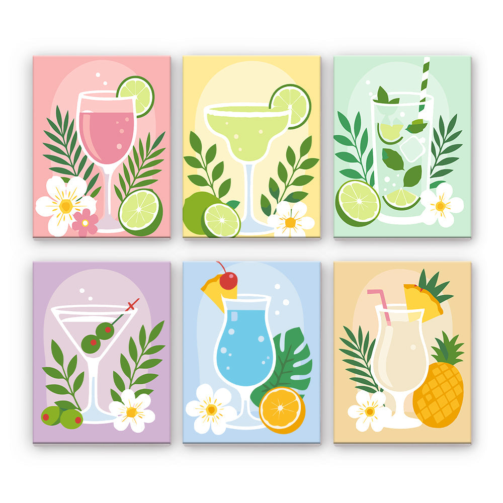 Cocktails tropicaux pastel