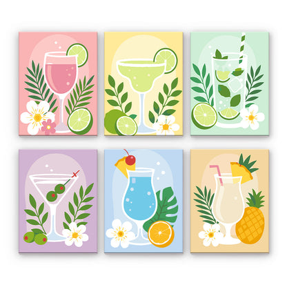 Cocktails tropicaux pastel
