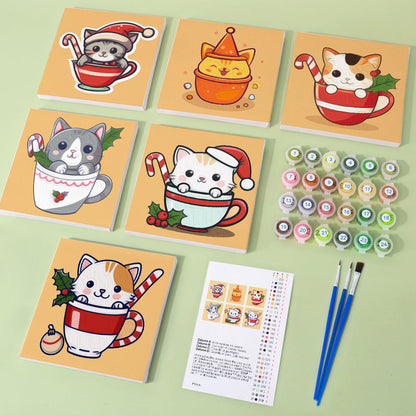 Chaton en tasse de thé – Peinture par numéros