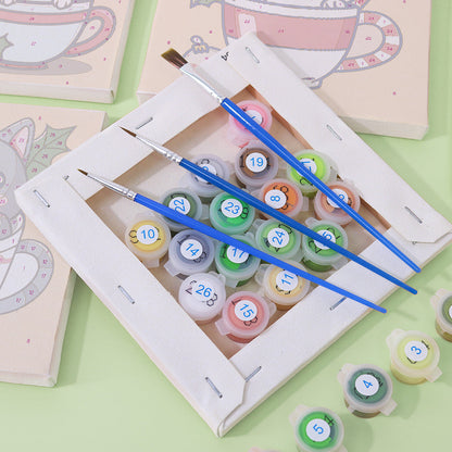Chaton en tasse de thé – Peinture par numéros