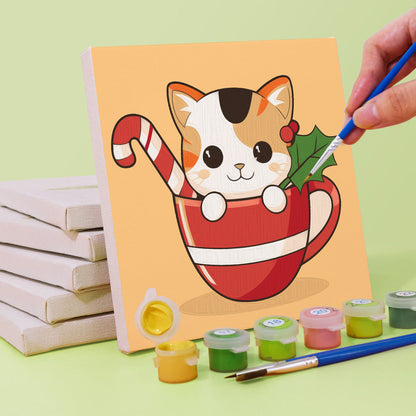 Chaton en tasse de thé – Peinture par numéros