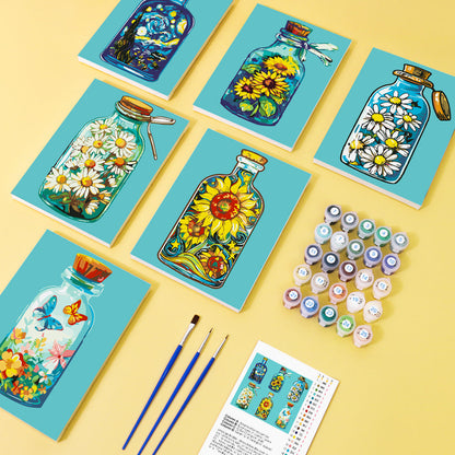 Bouteille et fleurs - Peinture par numéros
