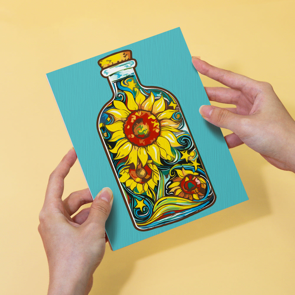 Bouteille et fleurs - Peinture par numéros