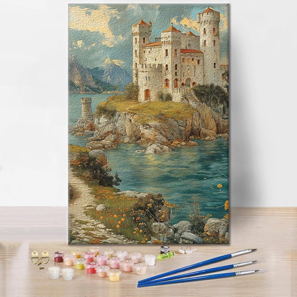 Ancien château sur la mer - Peinture par numéros