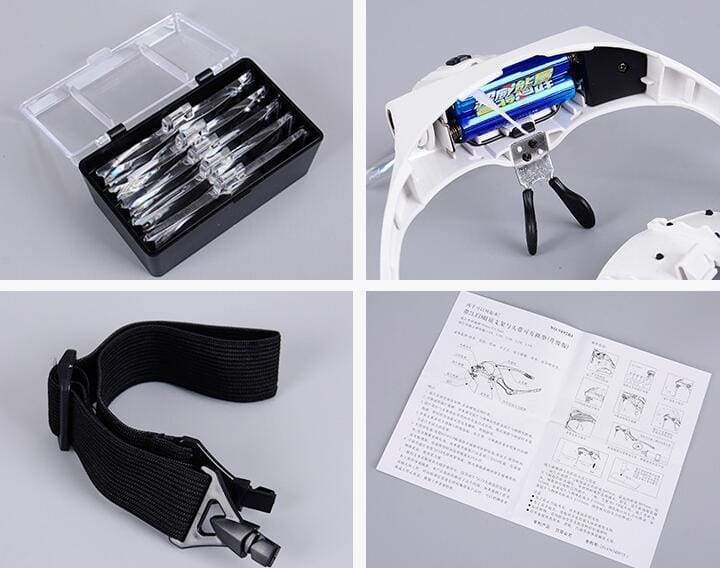 Loupe serre-tête avec éclairage LED