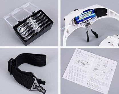 Loupe serre-tête avec éclairage LED